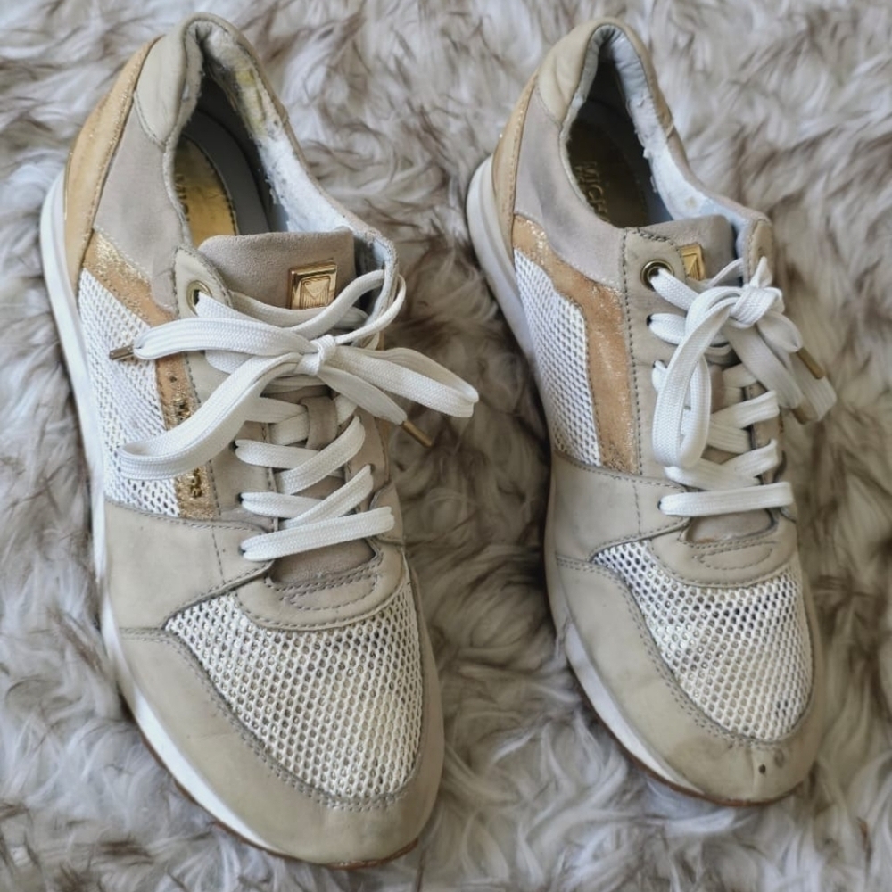 Micheal Kors Women's Billie Trainers Cream Colored Sneakers Size 9.5M🌴 - Picture 3 of 10